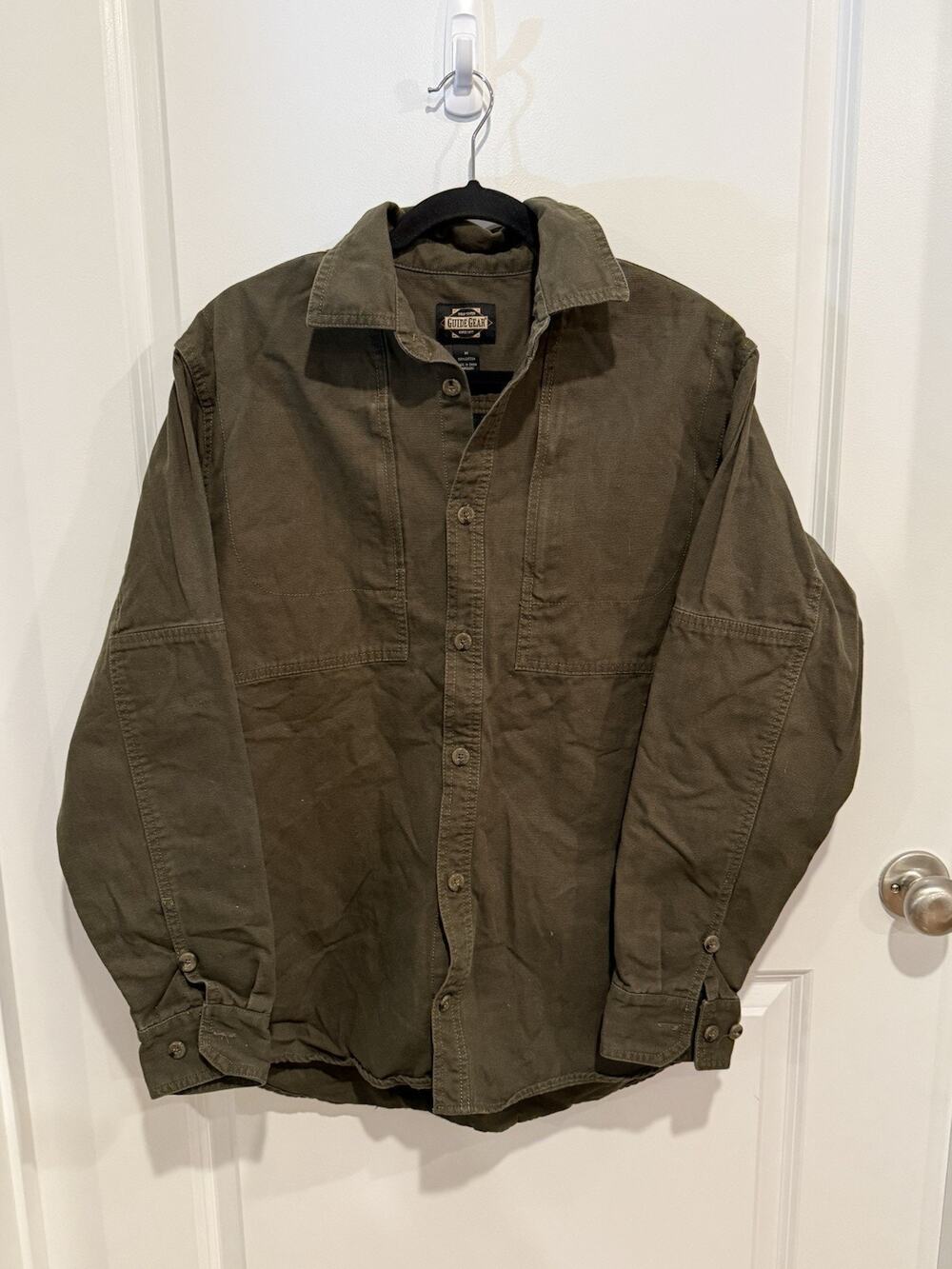 Guide Gear Adult Sz Medium Army Green Canvas Long Sleeve Shirt w/Vented Back